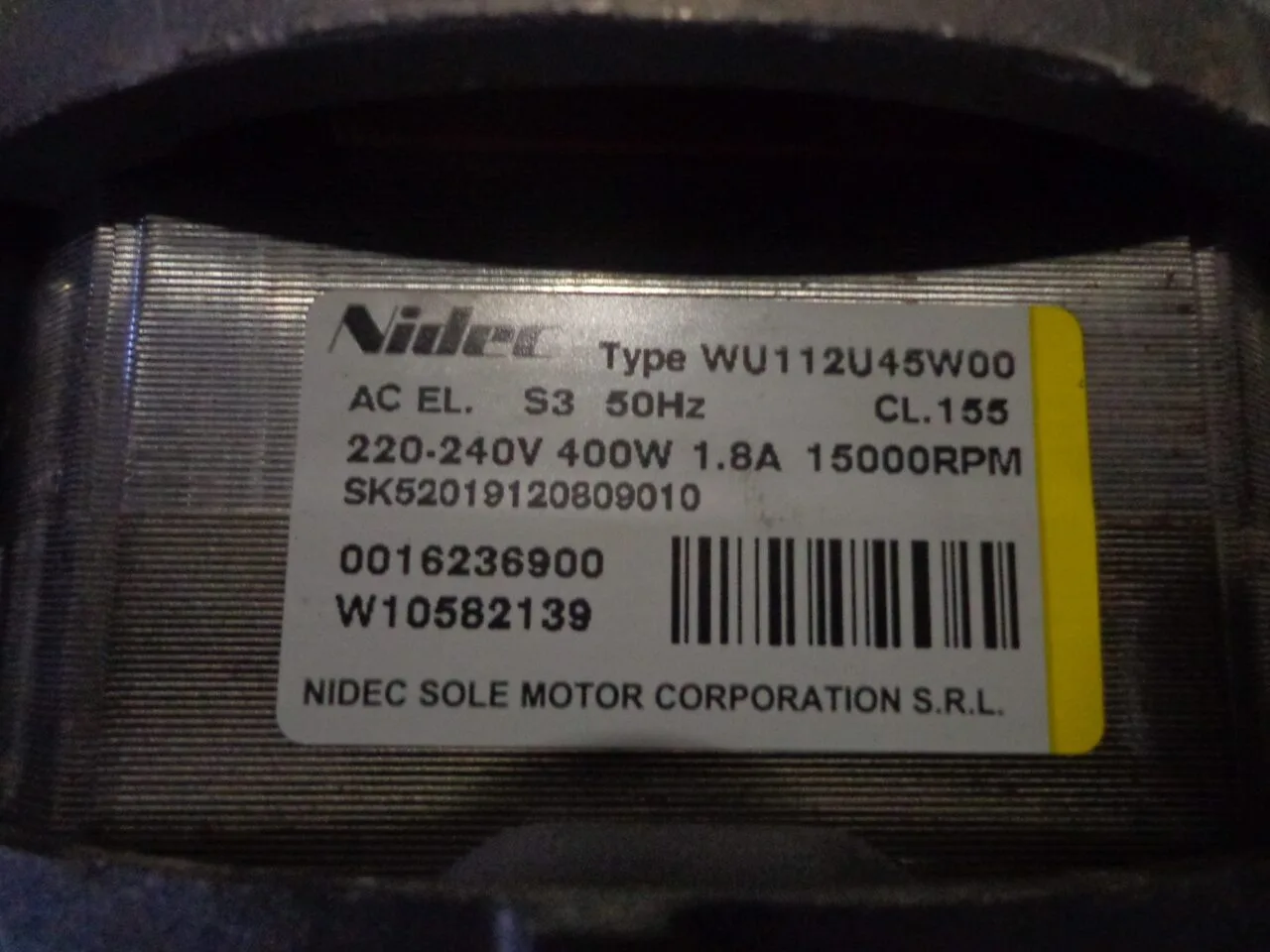 DSC00182 Двигатель Whirlpool Nidec 0016236900 -7 контактов для стиральных машин