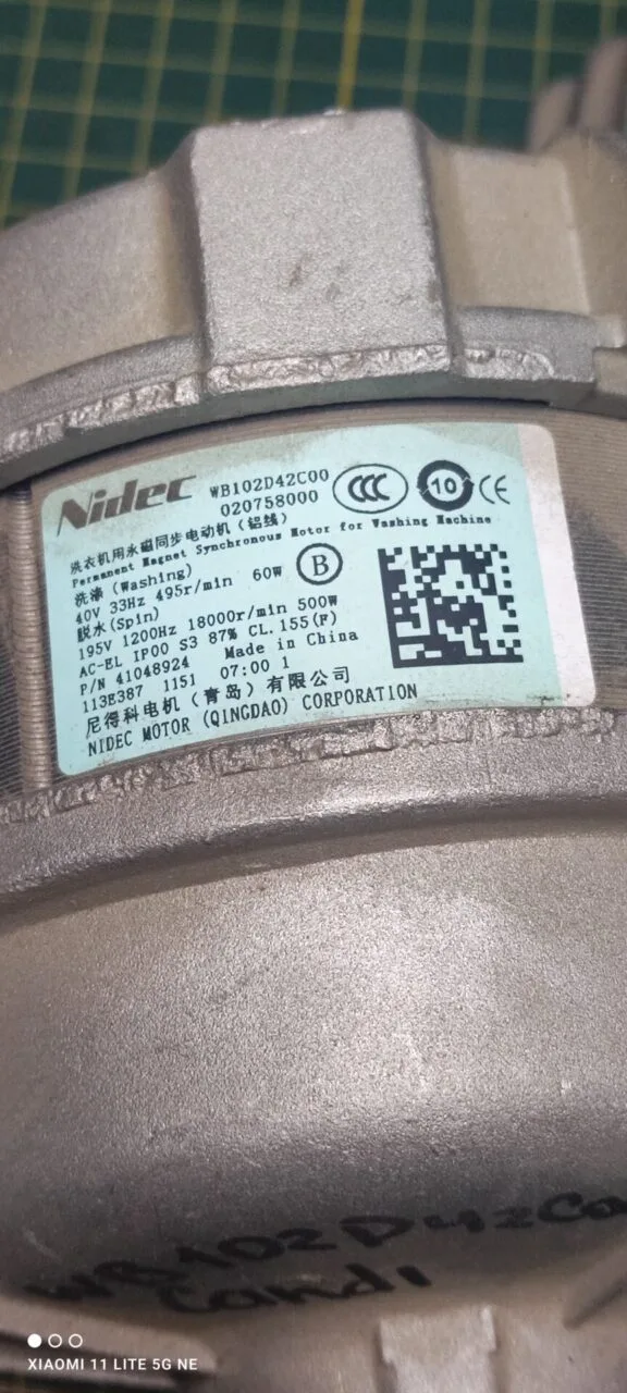 Двигатель Candy Nidec WB102D42C00 WB102D30C01 3контакт.инверт.